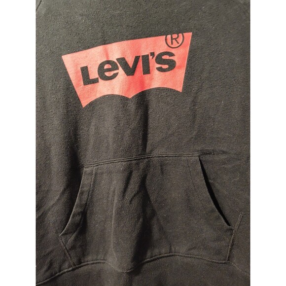 Levi’s Black Hoodie Sweatshirt Women's Medium Red Batwing Logo Graphic Printed - Picture 11 of 11
